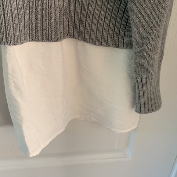 Two by‎ Vince Camuto Layered Sweater cable knit gray white size M winter fall - Picture 7 of 12